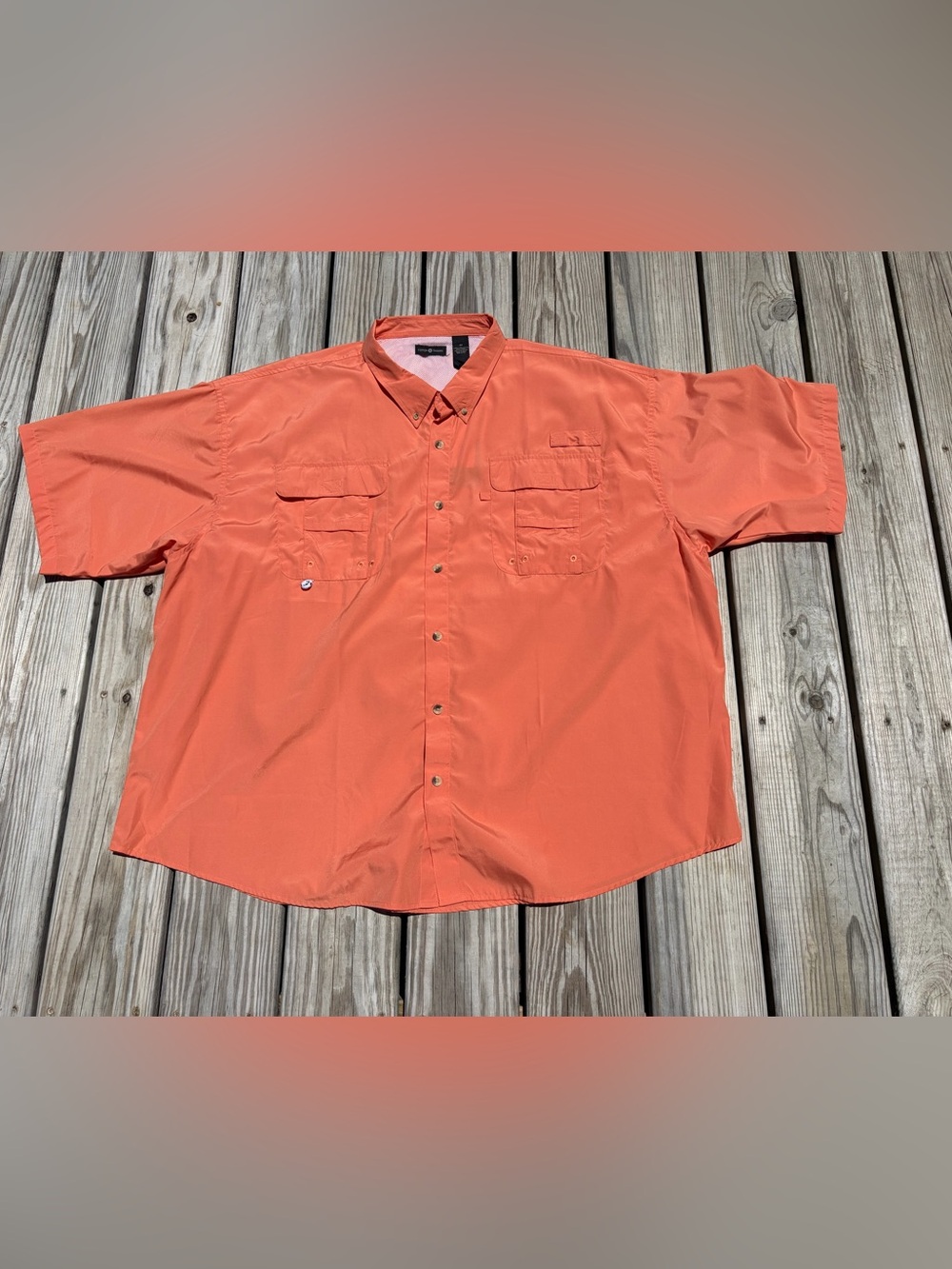 Cotton Traders Fishing Shirt Mens 4X Orange Fly Fishing Short Sleeve Breatheable